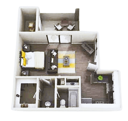 Floor plan for studio, 1 bath, 493 sqft
